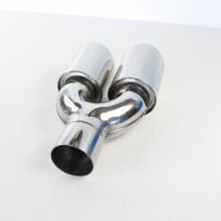 Alternative view of RVS Sierstuk – rond – dubbel sierstuk R – Ø uitwendig 90 mm – trapsgewijs schuin aflopend – lengte 300