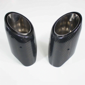 Set Sierstukken Carbon - Rond Schuinaflopend - Glans Afgerond -Turbo Look- 100 mm