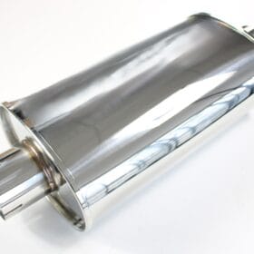 Demper RVS Ovaal – Ø 76.1 mm – 3 inch – Lengte: 400 mm – Breedte: 220 mm